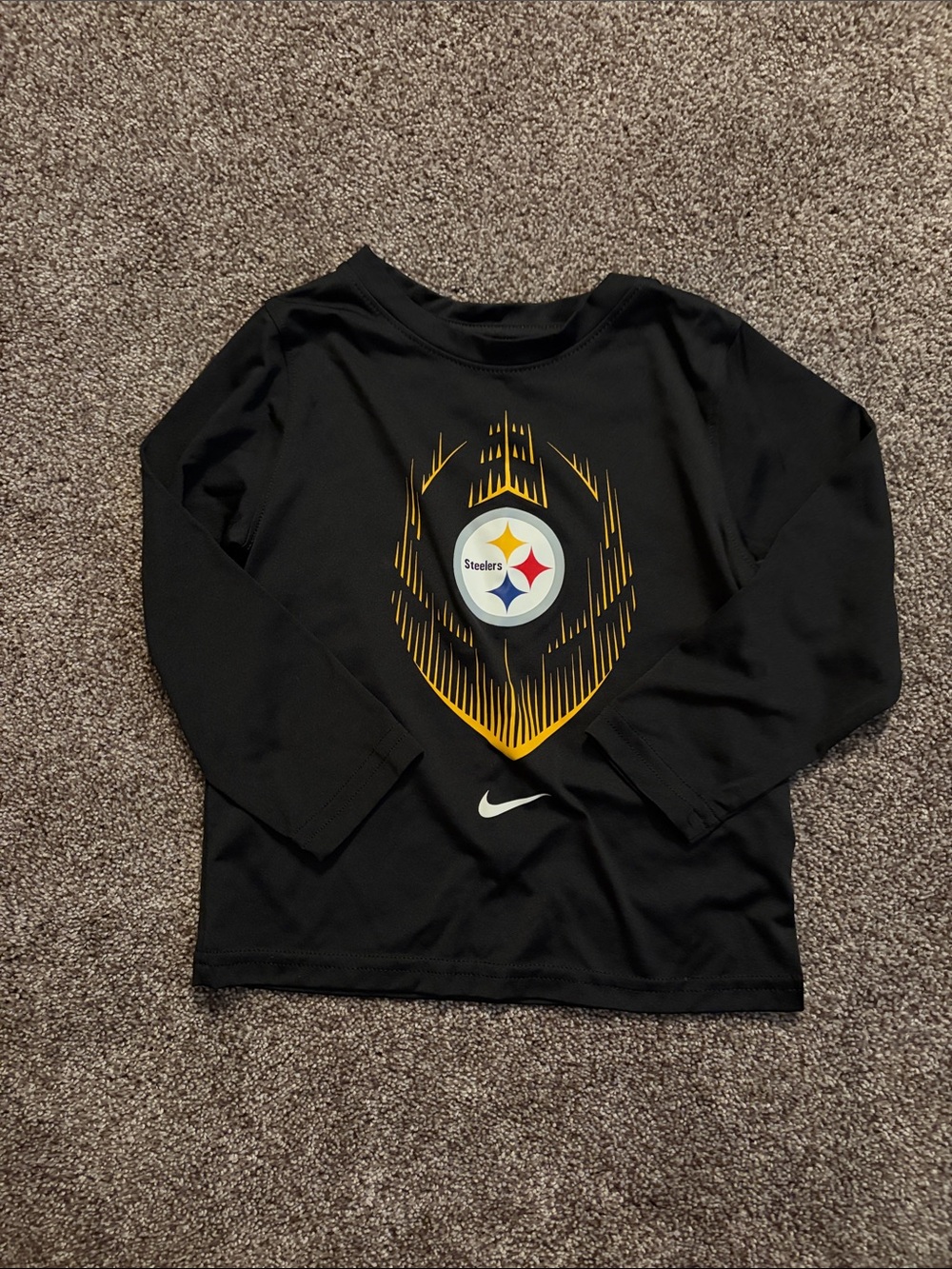 Nike Kids Black Long-Sleeve Steelers dri-fit shirt